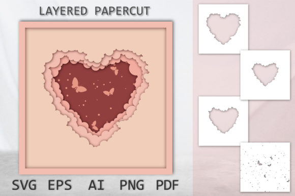 Hearts 3D SVG for Shadow Boxes