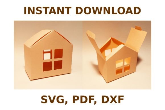 House Box Template: 3D SVG Shapes for Branding