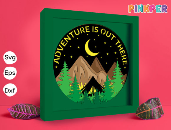 Mountain Camping 3D SVG for Shadow Boxes