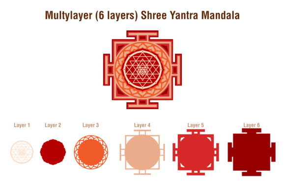 Multilayer Sri Yantra: 3D SVG Shapes for Editorial Use