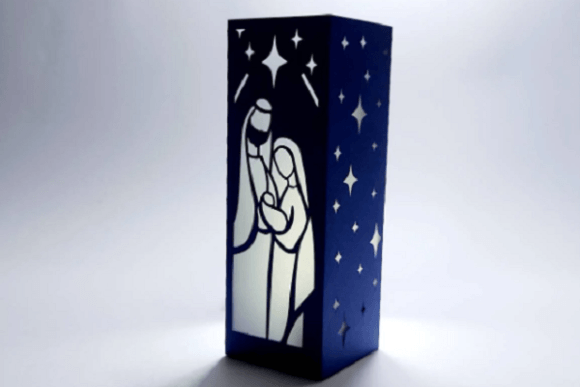 Nativity Scene Lantern 3D SVG for Christmas
