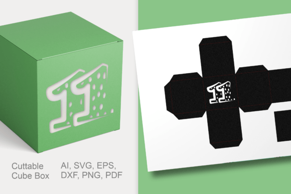 Number 11 Cube Gift Box Template SVG: 3D SVG for Gift Boxes