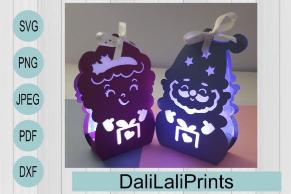 Santa Claus Mrs Claus Luminary Template: 3D SVG Shapes