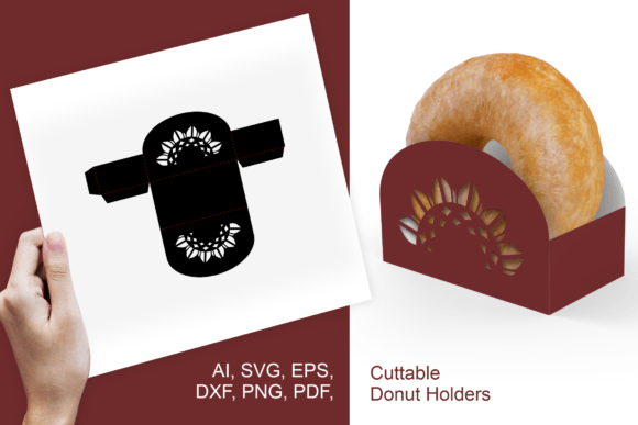 Sunflower Cuttable Donut Holder Template: 3D SVG Shapes
