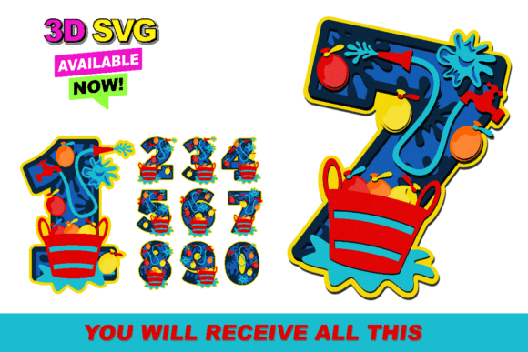Water Balloon Numbers: 3D SVG Shapes for Branding