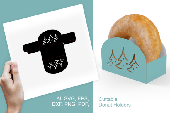 Xmas Trees Donut Holder: 3D SVG for Gift Boxes